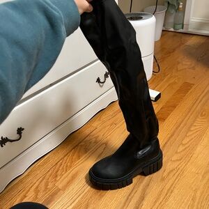 Madden Girl Black Knee Boots